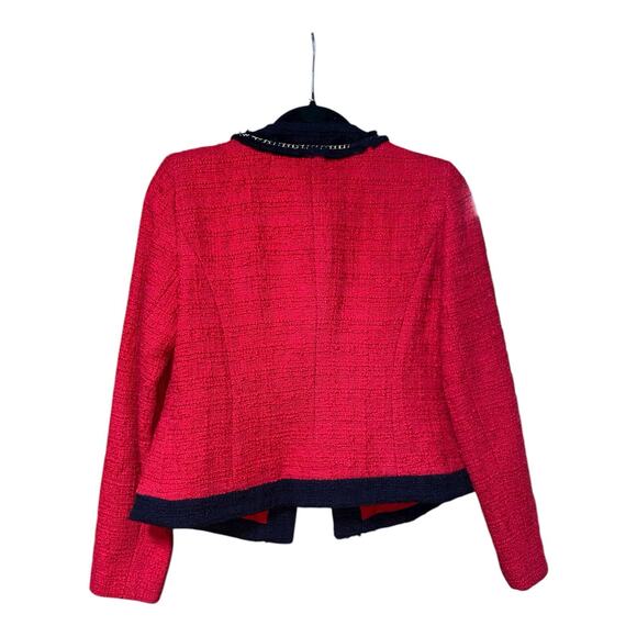 CHICOS textured open jacket suit Coat Blazer frindge gold Chain Chicos Sz 0 NEW - Picture 4 of 8